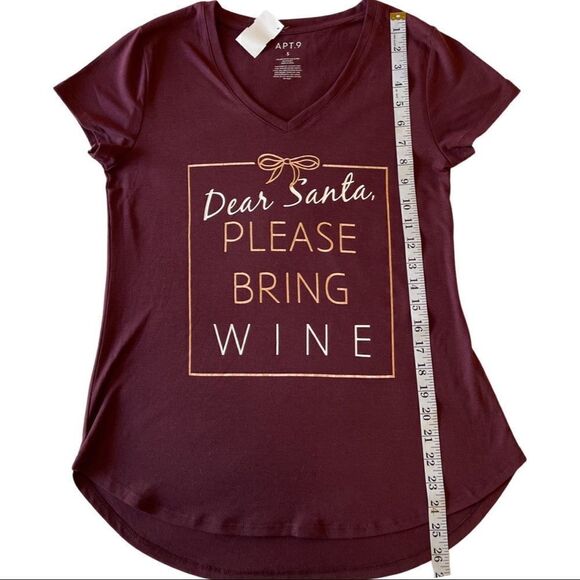 Apt. 9 Christmas Themed Graphic Tee Shirt “Dear Santa Please Bring Wine” • Small - Picture 10 of 10